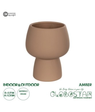 GloboStar® Artificial Garden AMBER 21269 Διακοσμητικό Κεραμικό Βάζo Καφέ Π17 x Μ17 x Υ20cm